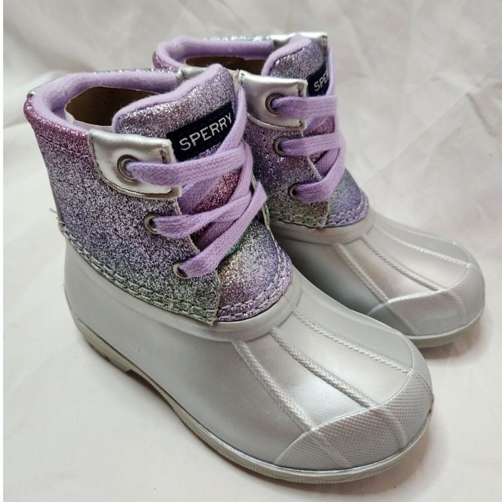 Sperry Port Boot Toddler Girl Size 7 Multi‑Color Shimmer